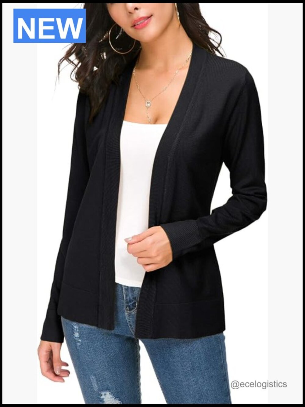 Long Sleeve Open Front Cardigan Sweater Lightweight Casual Knit